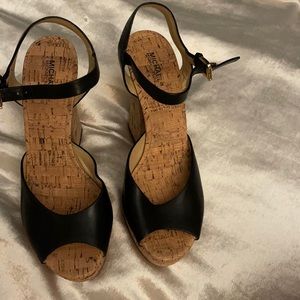 michael kors heel size 8 . black with cork heel